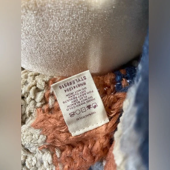 NWT Hem & Thread Stripe Bottom Cardigan Sweater Oversized Bohemian Style Fit - Picture 14 of 14